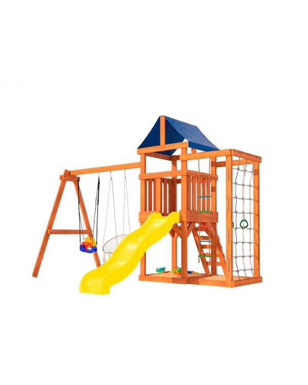 Игровой комплекс National Tree Company со стенкой для лазания качелями и плетенным креслом ДНПМ-9