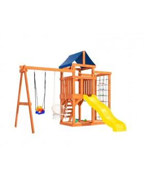 Игровой комплекс National Tree Company со стенкой для лазания качелями и плетенным креслом ДНПМ-9