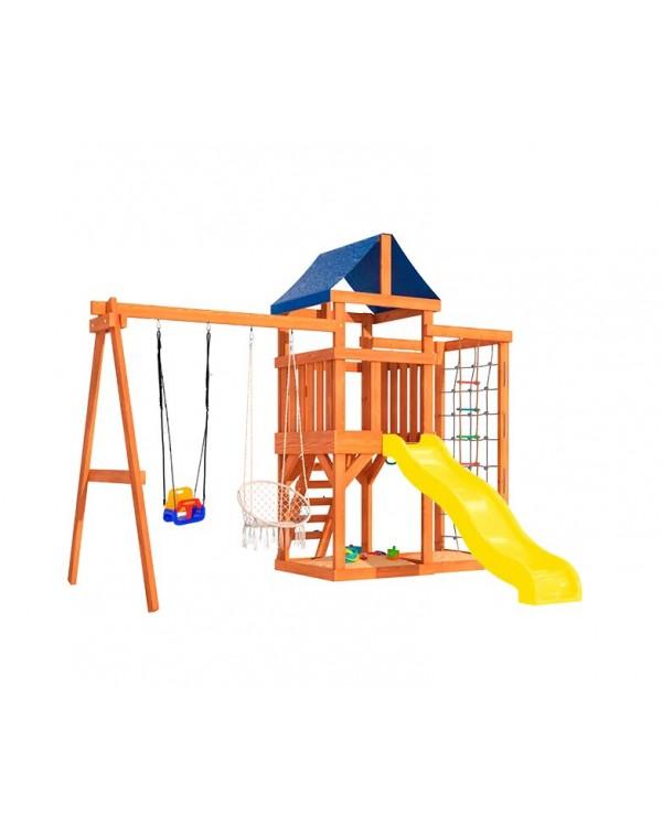Игровой комплекс National Tree Company со стенкой для лазания качелями и плетенным креслом ДНПМ-9