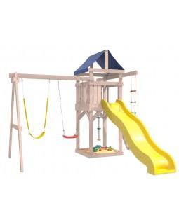 Игровой комплекс National Tree Company с гибкими качелями в желтом цвете и лодочкой IgroWoods ДНП-11