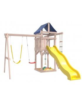 Игровой комплекс National Tree Company с гибкими качелями в желтом цвете и лодочкой IgroWoods ДНП-11