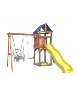 Игровой комплекс National Tree Company Классик с качелями лодочка и плетеным креслом IgroWood ДКП-2