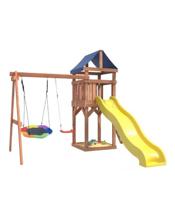 Игровой комплекс National Tree Company Классик с качелями лодочка и гнездом Гексагон IgroWoods ДКП-13