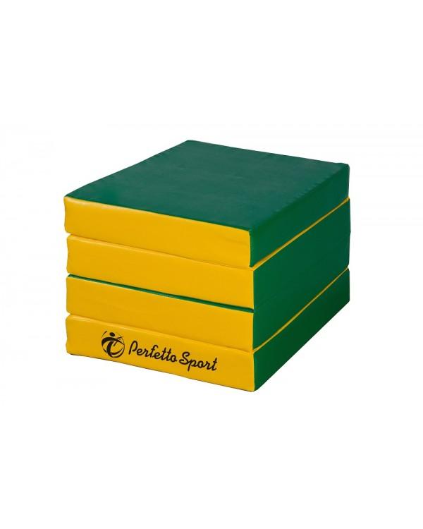 Мат № 11 100 x 100 x 10 складной 4 сложения Perfetto Sport зелено жёлтый