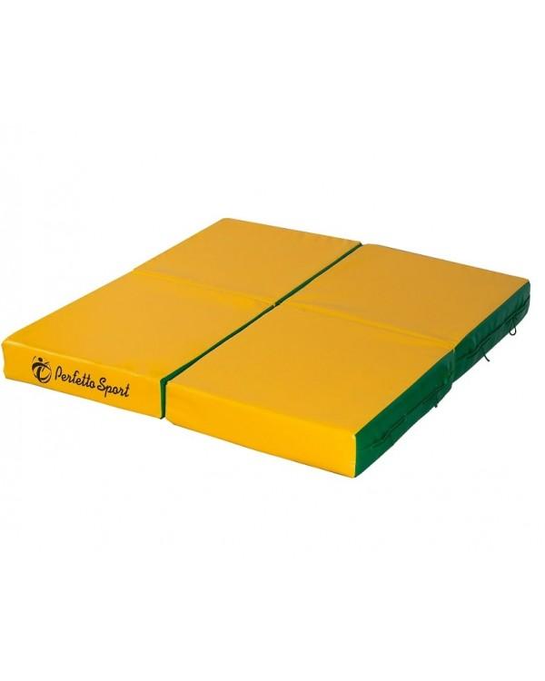 Мат № 11 100 x 100 x 10 складной 4 сложения Perfetto Sport зелено жёлтый