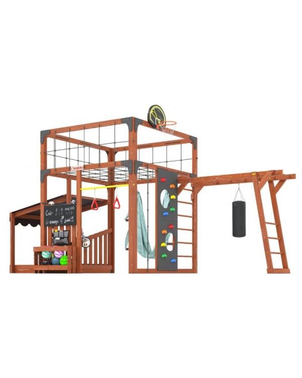 Детская площадка для дачи Савушка КУБ-4 Махагон с гамаком для йоги