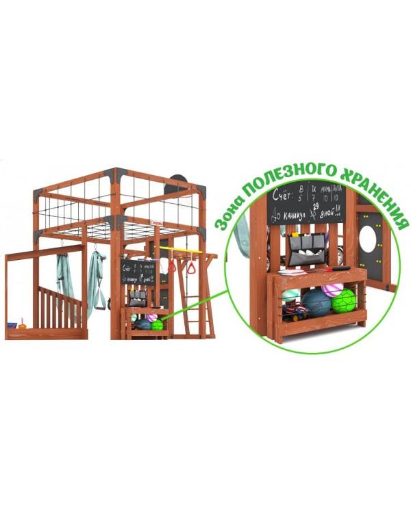 Детская площадка для дачи Савушка КУБ-4 Махагон с гамаком для йоги