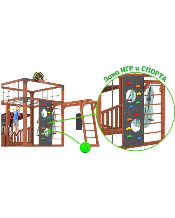 Детская площадка для дачи Савушка КУБ-4 Махагон с гамаком для йоги