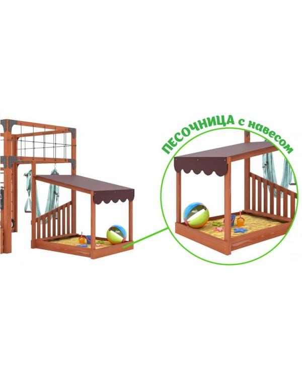 Детская площадка для дачи Савушка КУБ-4 Махагон с гамаком для йоги