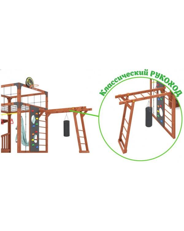 Детская площадка для дачи Савушка КУБ-4 Махагон с гамаком для йоги