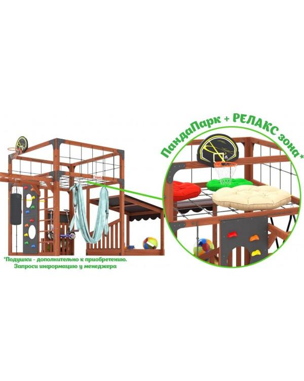 Детская площадка для дачи Савушка КУБ-4 Махагон с гамаком для йоги