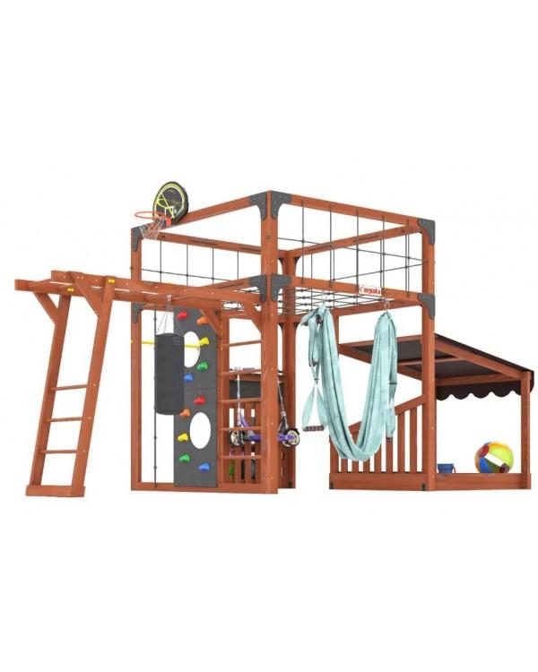 Детская площадка для дачи Савушка КУБ-4 Махагон с гамаком для йоги