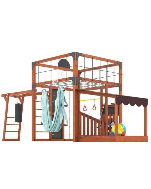 Детская площадка для дачи Савушка КУБ-4 Махагон с гамаком для йоги