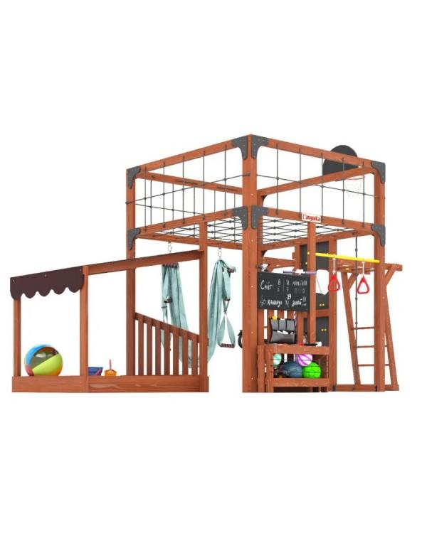 Детская площадка для дачи Савушка КУБ-4 Махагон с гамаком для йоги