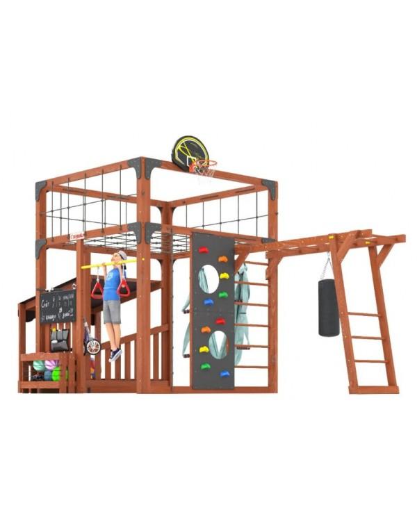 Детская площадка для дачи Савушка КУБ-4 Махагон с гамаком для йоги