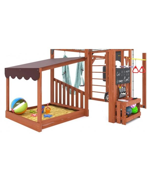 Детская площадка для дачи Савушка КУБ-4 Махагон с гамаком для йоги