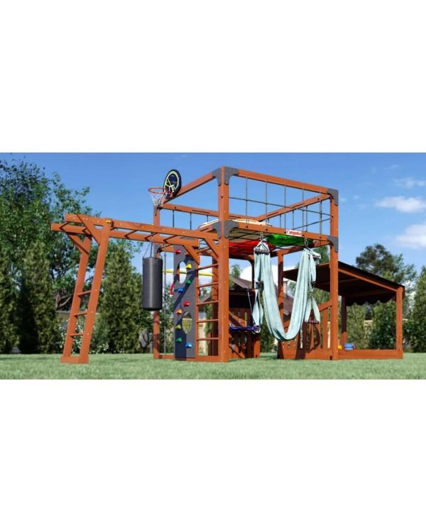 Детская площадка для дачи Савушка КУБ-4 Махагон с гамаком для йоги
