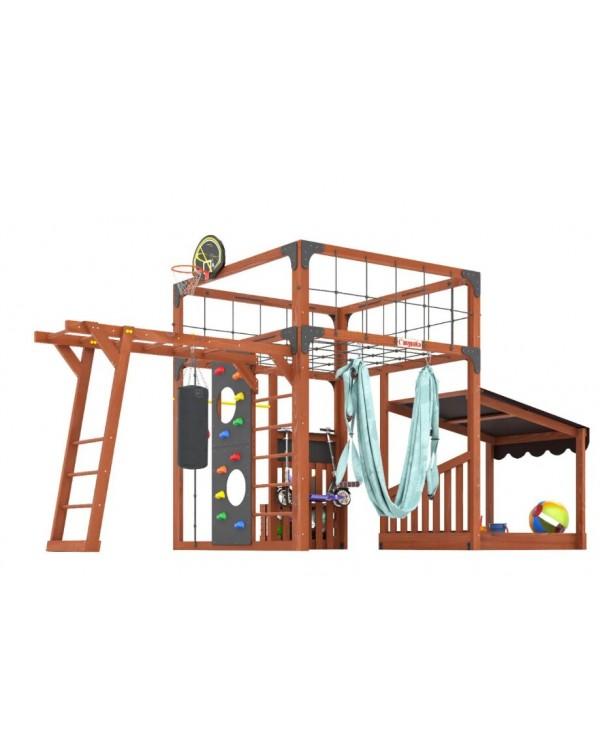 Детская площадка для дачи Савушка КУБ-4 Махагон с гамаком для йоги
