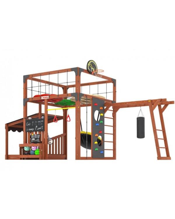 Детская площадка для дачи Савушка КУБ-4 Махагон с подушками
