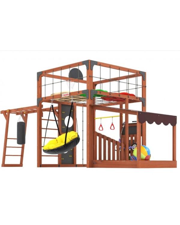 Детская площадка для дачи Савушка КУБ-4 Махагон с подушками