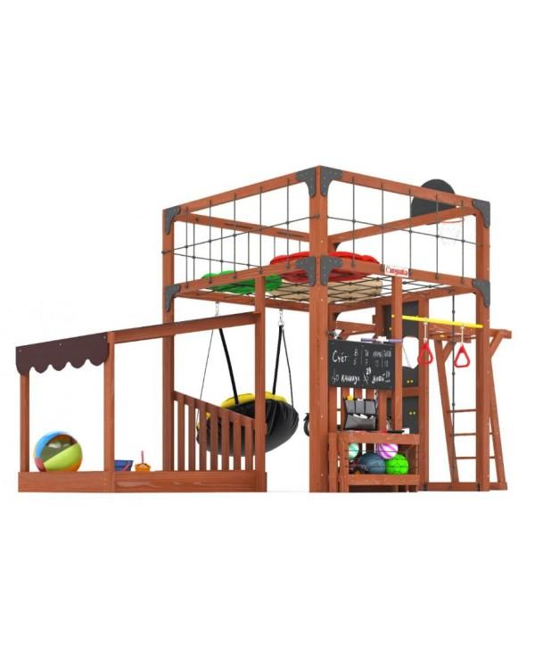 Детская площадка для дачи Савушка КУБ-4 Махагон с подушками