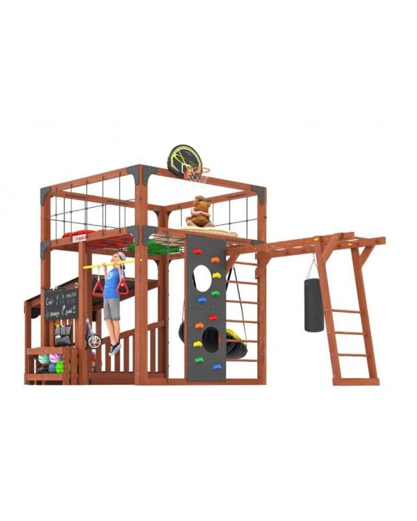 Детская площадка для дачи Савушка КУБ-4 Махагон с подушками