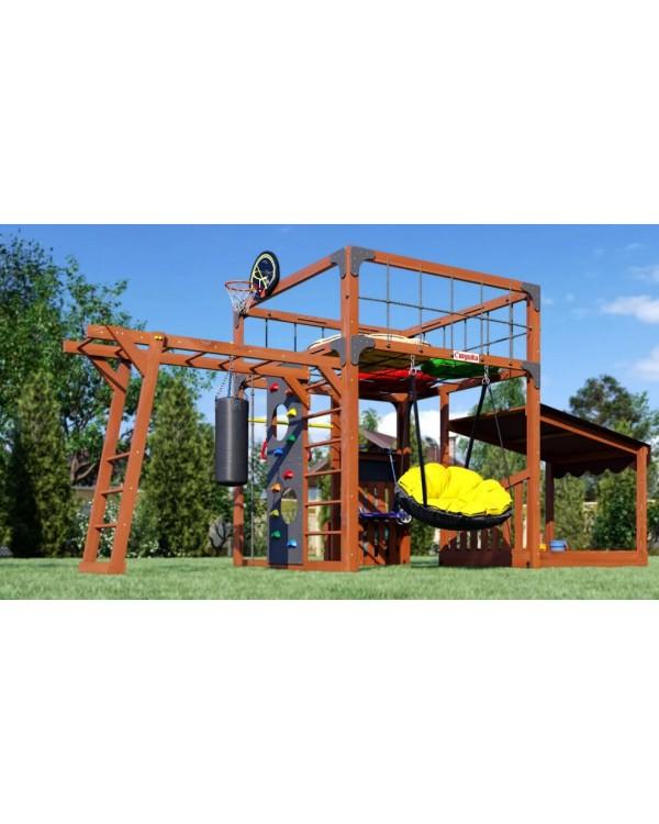 Детская площадка для дачи Савушка КУБ-4 Махагон с подушками