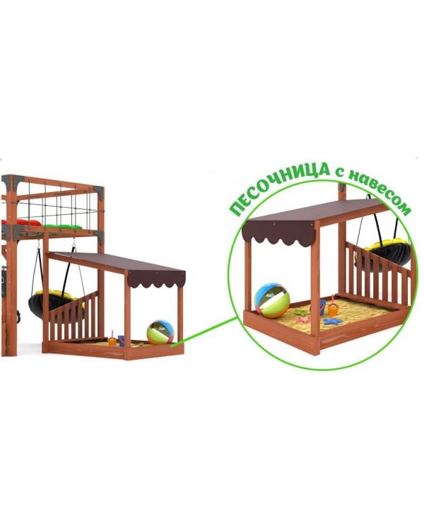 Детская площадка для дачи Савушка КУБ-4 Махагон с подушками