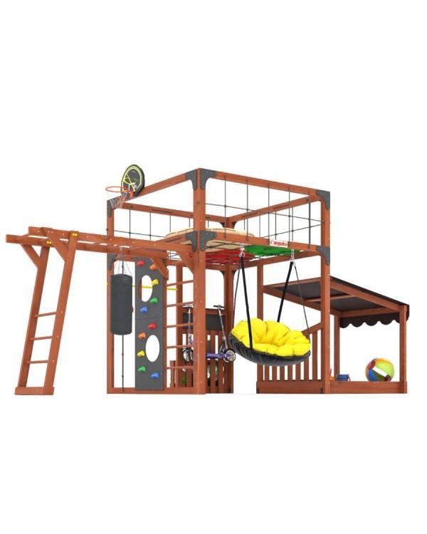 Детская площадка для дачи Савушка КУБ-4 Махагон с подушками