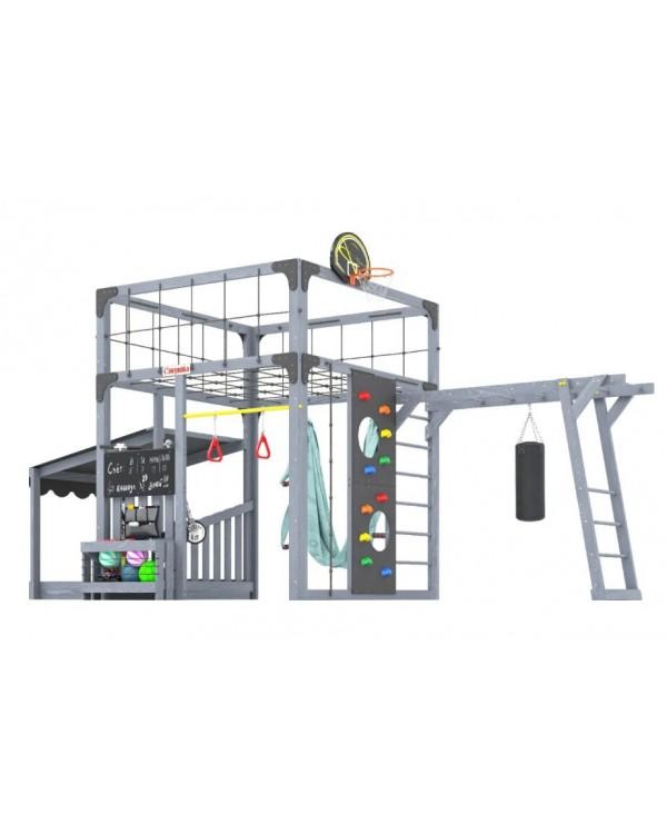 Детская площадка для дачи Савушка КУБ-4 Серый с гамаком для йоги