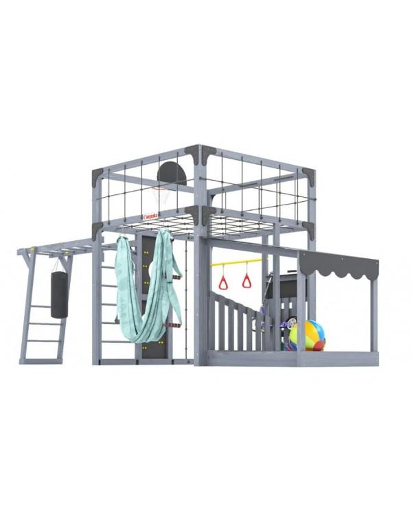 Детская площадка для дачи Савушка КУБ-4 Серый с гамаком для йоги