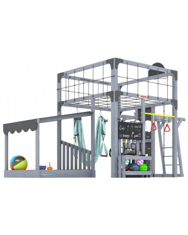Детская площадка для дачи Савушка КУБ-4 Серый с гамаком для йоги