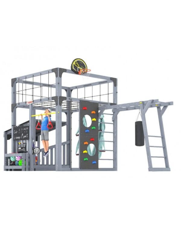 Детская площадка для дачи Савушка КУБ-4 Серый с гамаком для йоги
