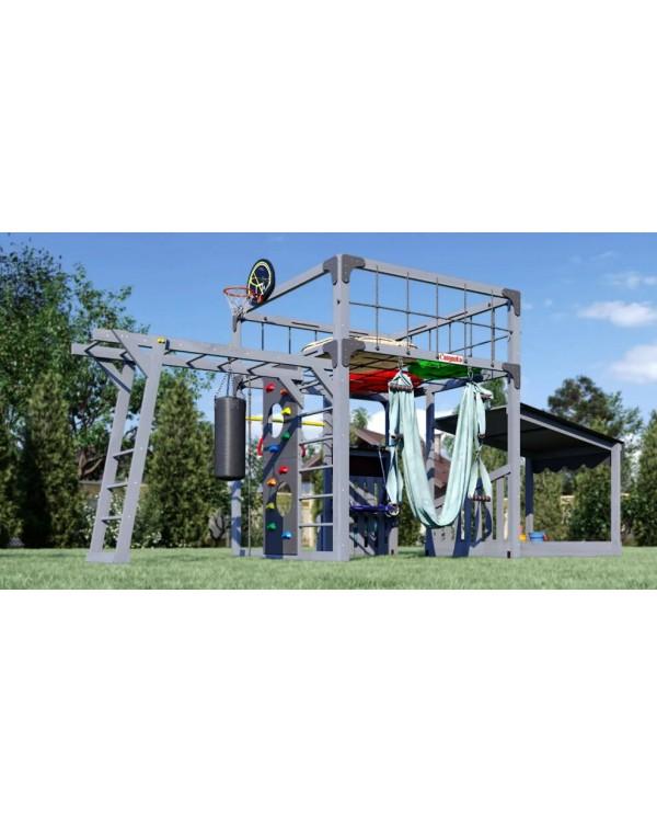 Детская площадка для дачи Савушка КУБ-4 Серый с гамаком для йоги