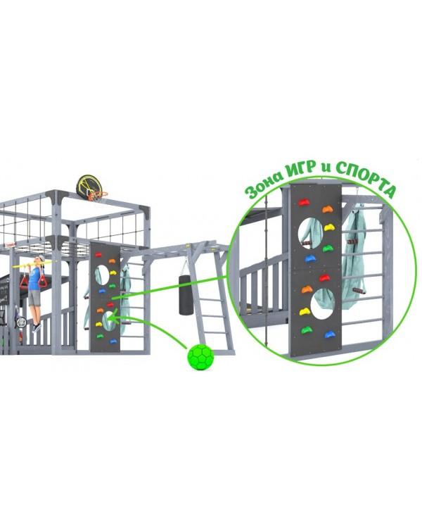 Детская площадка для дачи Савушка КУБ-4 Серый с гамаком для йоги