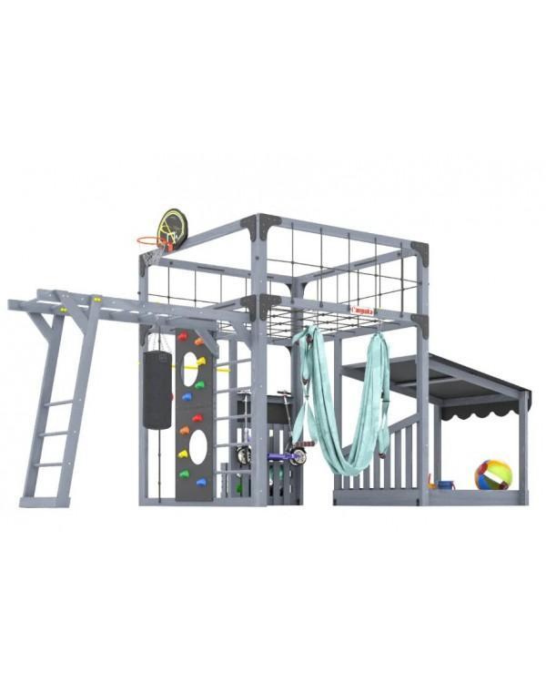 Детская площадка для дачи Савушка КУБ-4 Серый с гамаком для йоги