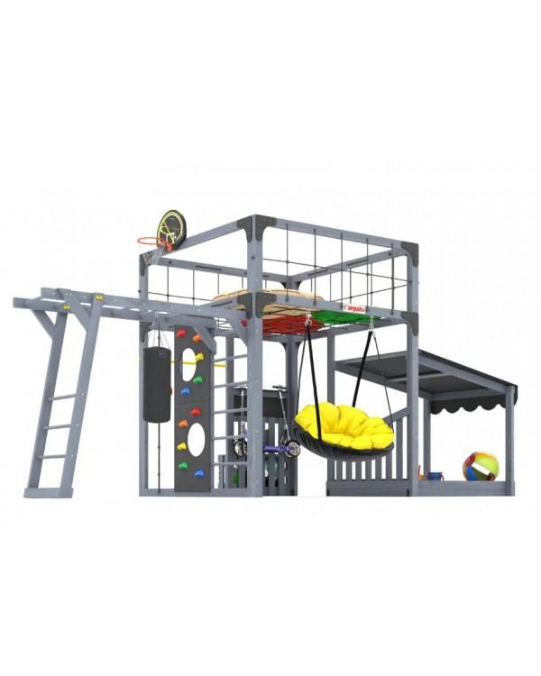 Детская площадка для дачи Савушка КУБ-4 Серый  с подушками