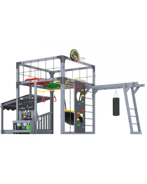 Детская площадка для дачи Савушка КУБ-4 Серый  с подушками