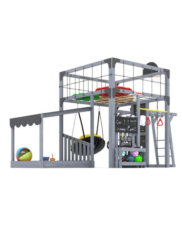 Детская площадка для дачи Савушка КУБ-4 Серый  с подушками