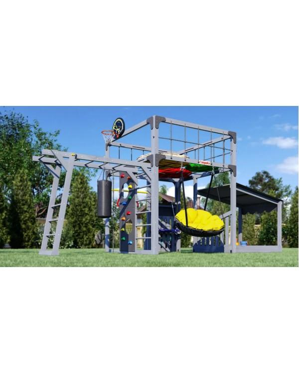 Детская площадка для дачи Савушка КУБ-4 Серый  с подушками