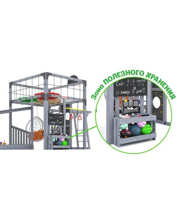 Детская площадка для дачи Савушка КУБ-4 Серый с подушками и коконом