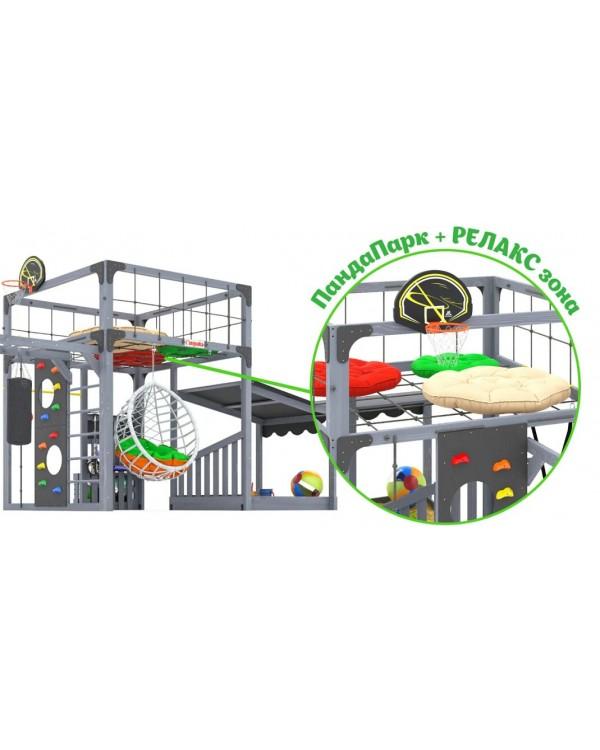 Детская площадка для дачи Савушка КУБ-4 Серый с подушками и коконом