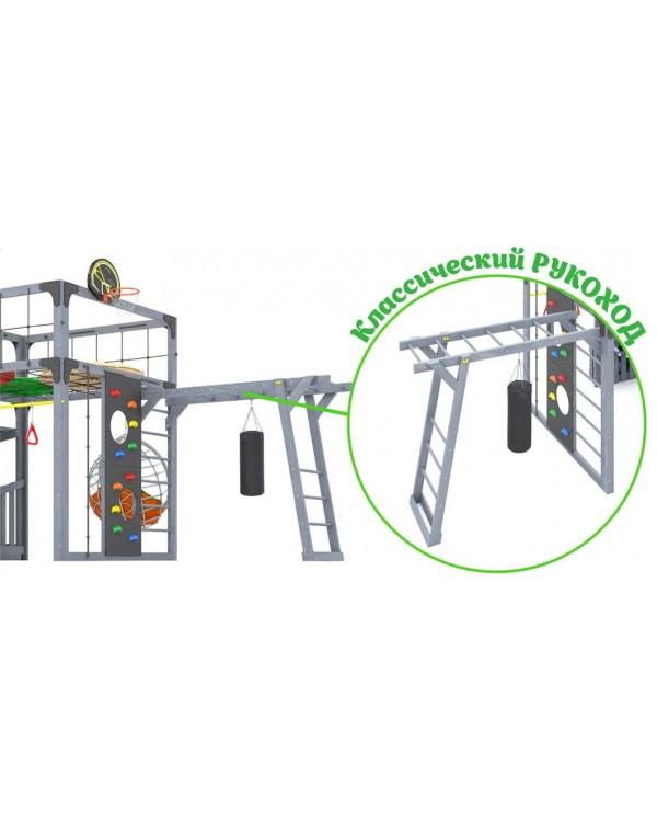 Детская площадка для дачи Савушка КУБ-4 Серый с подушками и коконом