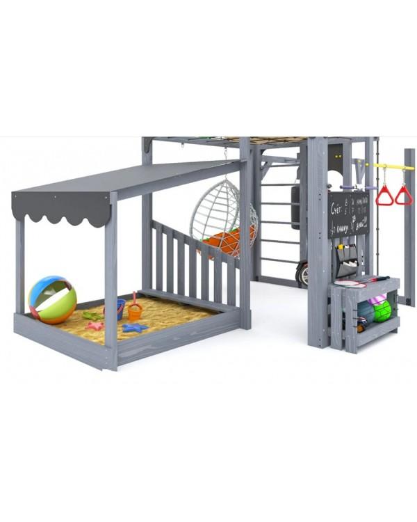 Детская площадка для дачи Савушка КУБ-4 Серый с подушками и коконом