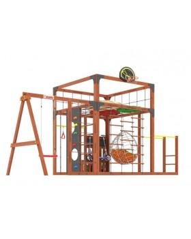 Детская площадка для дачи Савушка КУБ-6 Махагон с подушками и коконом