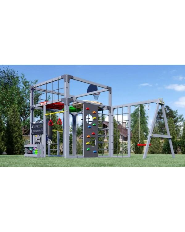 Детская площадка для дачи Савушка КУБ-6 Серый с подушками