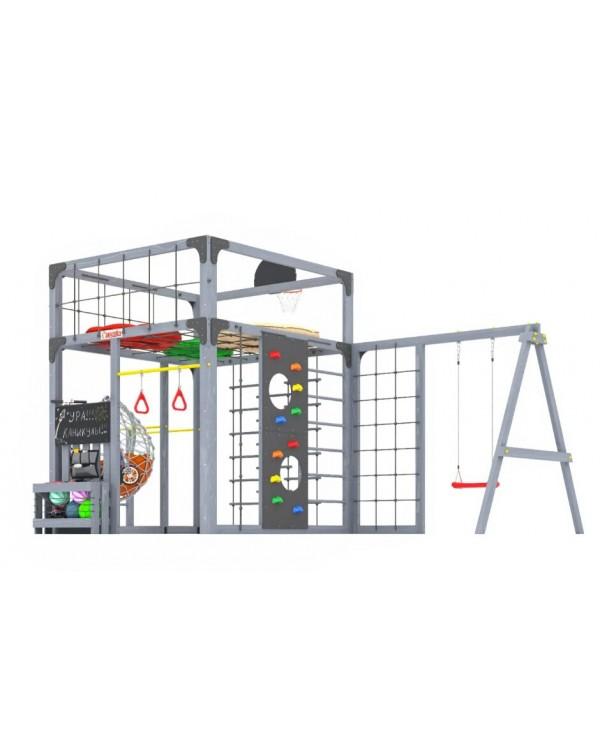 Детская площадка для дачи Савушка КУБ-6 Серый с подушками и коконом