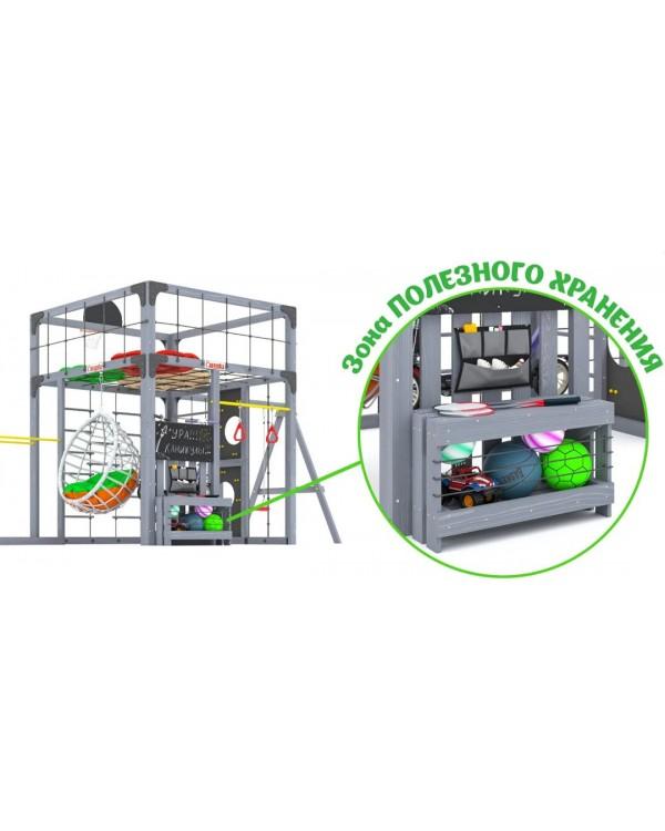 Детская площадка для дачи Савушка КУБ-6 Серый с подушками и коконом