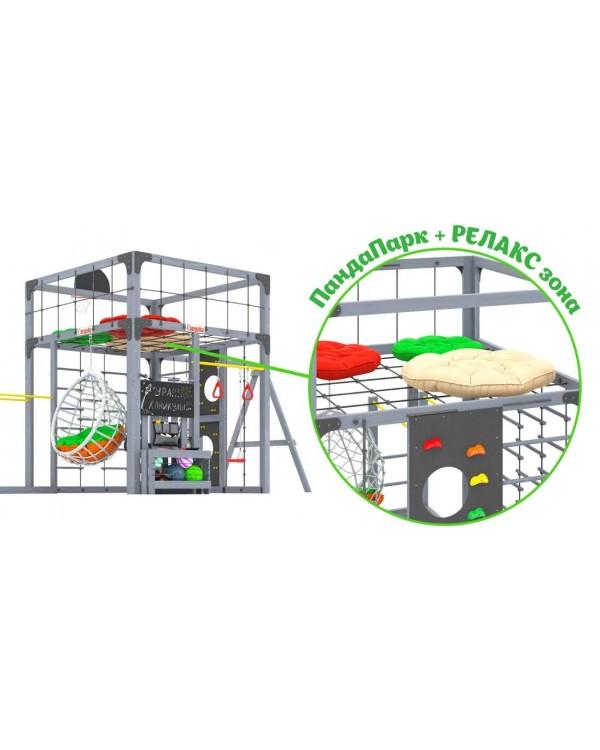 Детская площадка для дачи Савушка КУБ-6 Серый с подушками и коконом