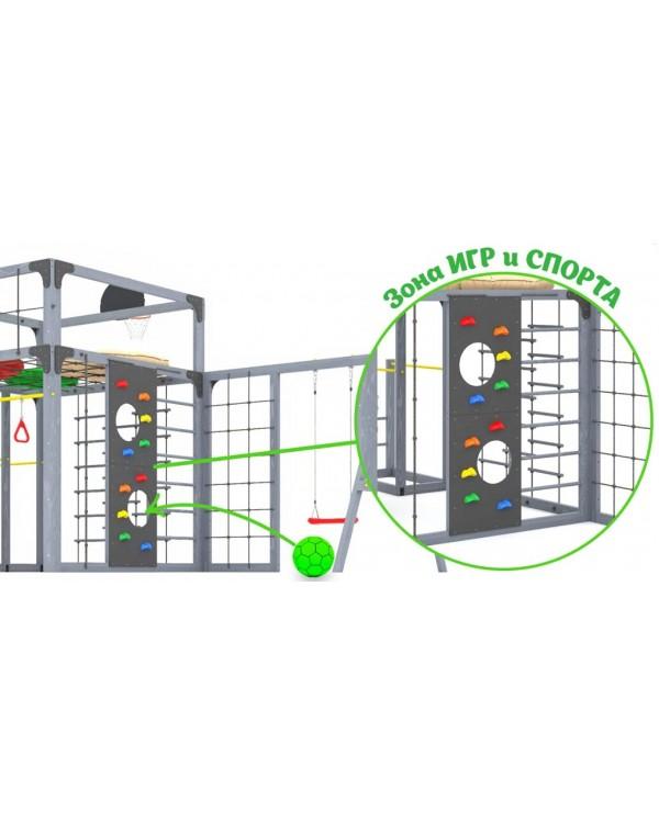 Детская площадка для дачи Савушка КУБ-6 Серый с подушками и коконом